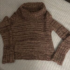 LOFT Marled Brown Turtleneck Sweater